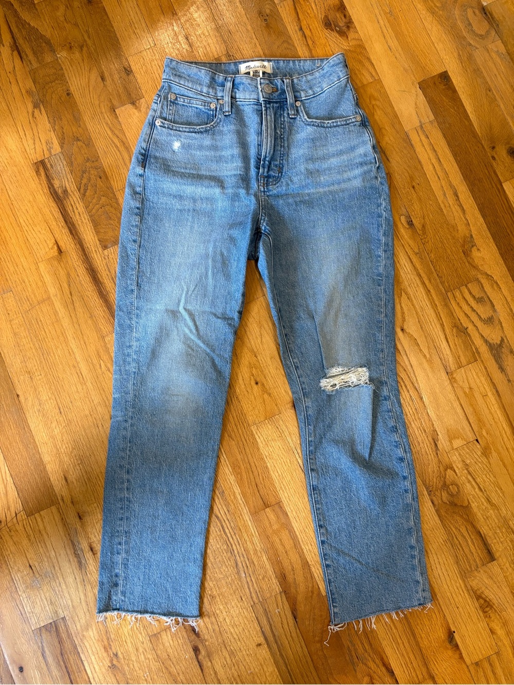 Madewell High-Rise Straight Jeans in Light Blue Denim Curvy Perfect Vintage Jean